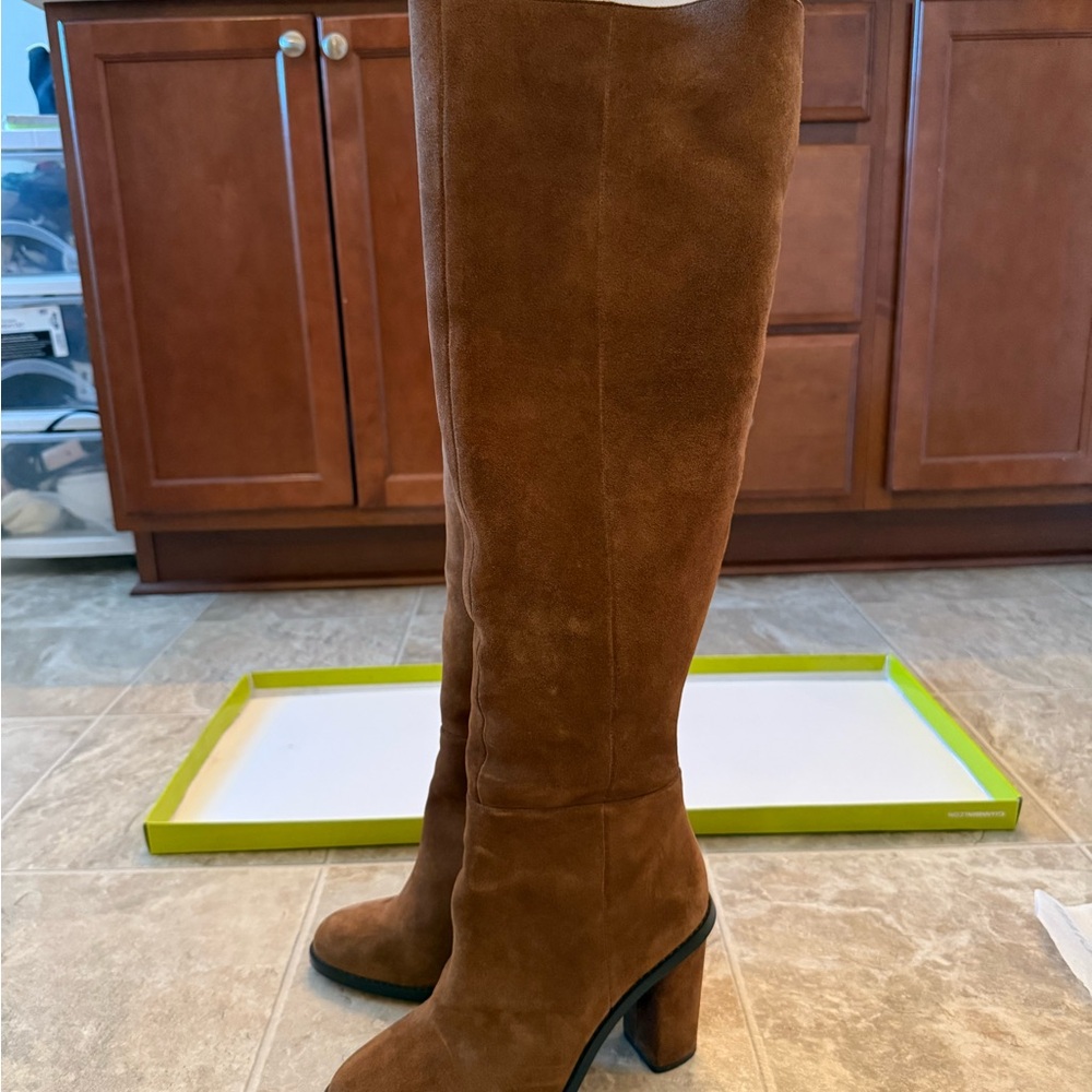 Brown Suede Knee-High Boots